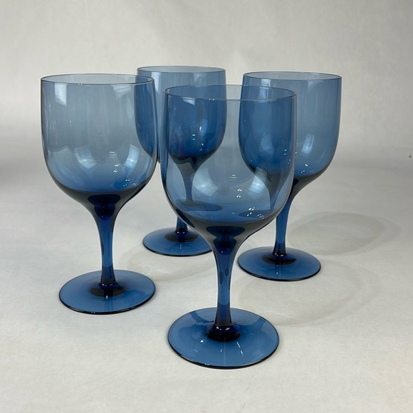 Vintage Blue Crystal Wine Glasses (set of 4) - Picture 2 of 11